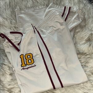 Aeropostale White Burgundy Track Pants End Zip Size MEDIUM